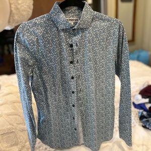 Extra Slim Blue Printed Express Performance Shirt